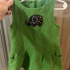 Vintage 2010 Gymboree Green Dress with Elephant Detail